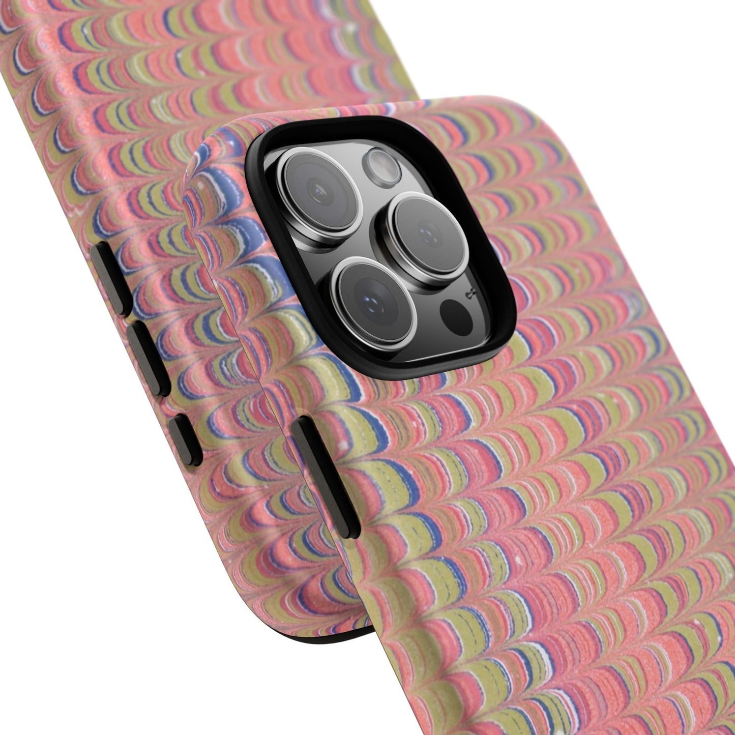 Pink Pastels Feather Marbled Vintage Design iPhone 16 + Samsung + Apple + Google - 2 finishes