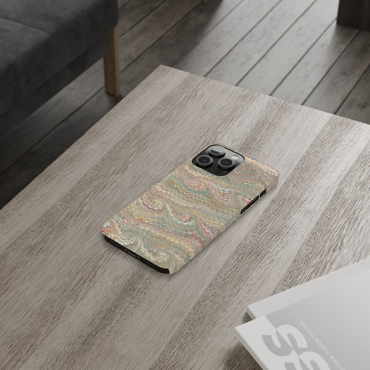 Soft Green and Multi-Colored Marbled Design, Italy Feather Phone Case, Multi-Color, Slim Phone Cases, Case-Mate IPHONE16 and all sizes