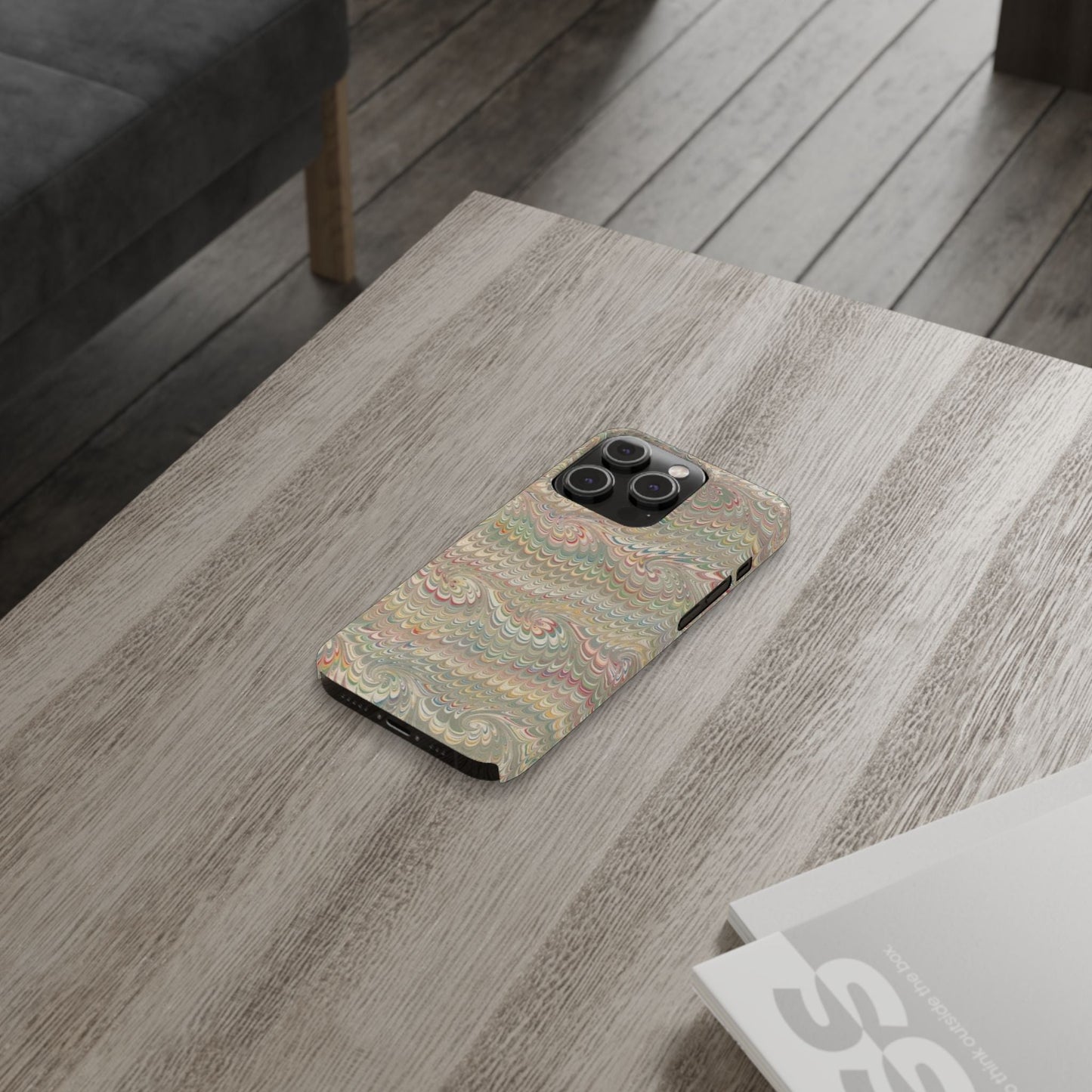 Soft Green and Multi-Colored Marbled Design, Italy Feather Phone Case, Multi-Color, Slim Phone Cases, Case-Mate IPHONE16 and all sizes