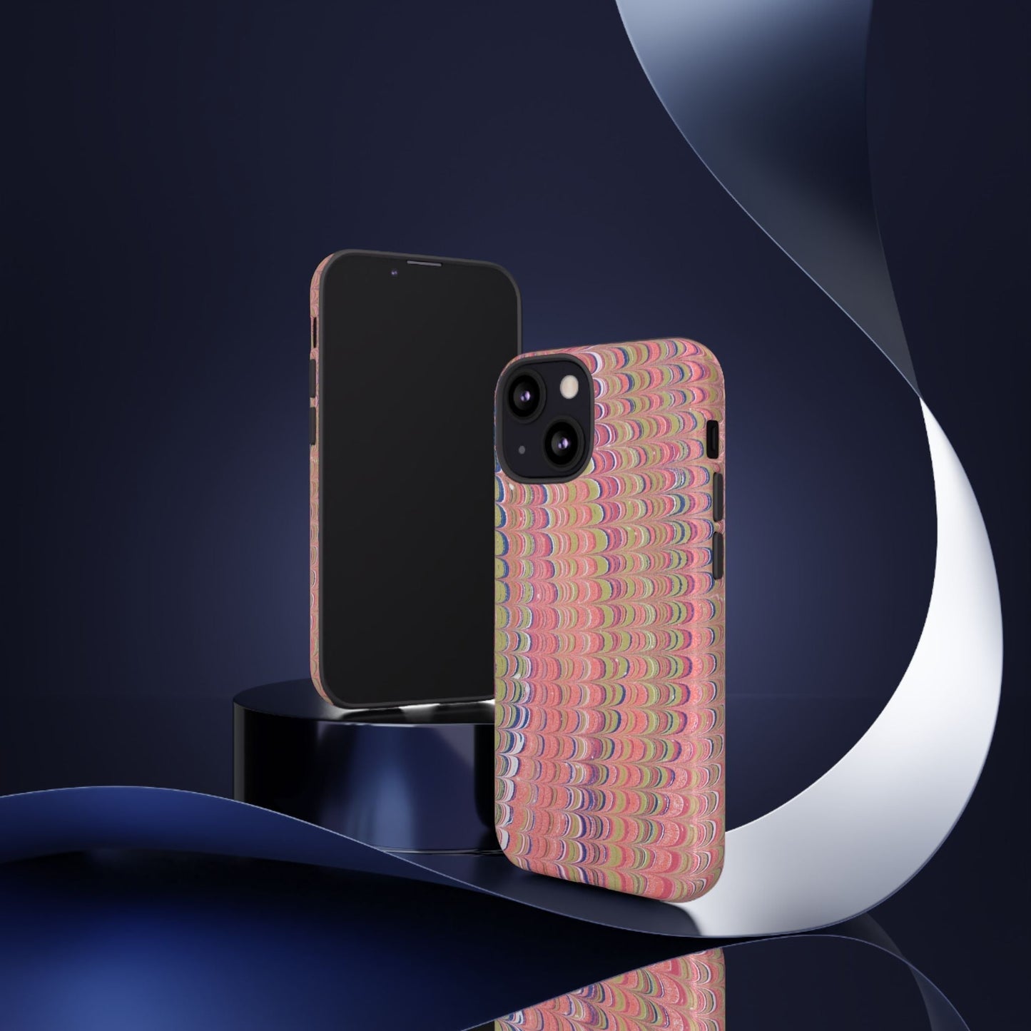 Pink Pastels Feather Marbled Vintage Design iPhone 16 + Samsung + Apple + Google - 2 finishes