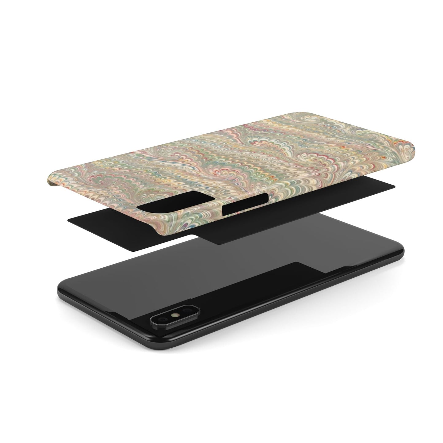Soft Green and Multi-Colored Marbled Design, Italy Feather Phone Case, Multi-Color, Slim Phone Cases, Case-Mate IPHONE16 and all sizes